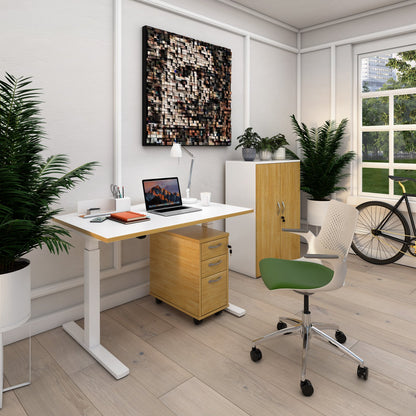 Elev8 Mono straight sit-stand desk 800mm deep - grey oak