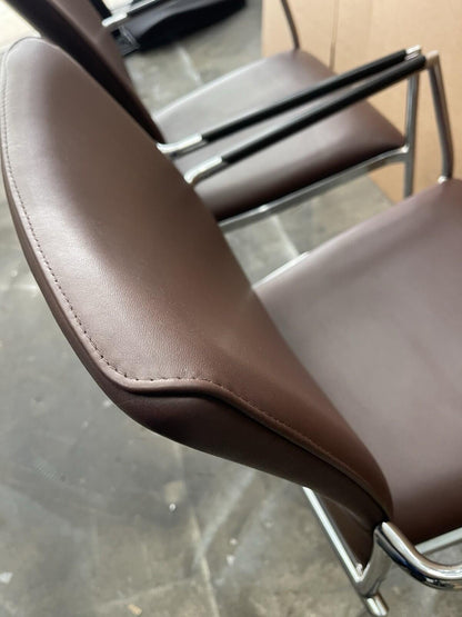 Boss Designs CARLO Executive Stacking Chairs - Genuine Brown Leather UK DELIVERY