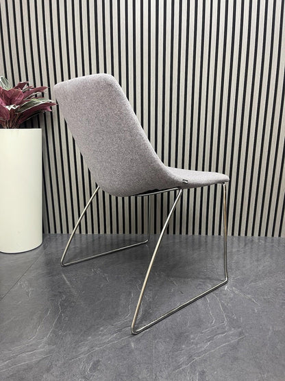 Pair of Elite Escape Designer Lounge Chair Grey Fabric Chrome Legs – Modern Office / Reception Seating – UK Delivery