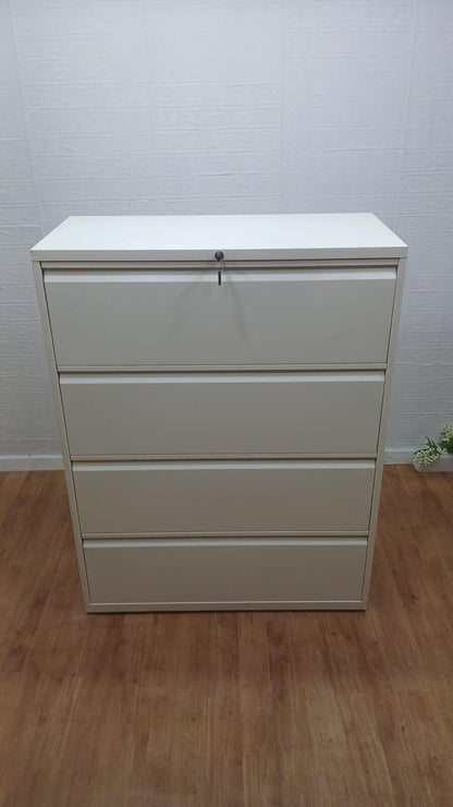 Bisley 4 Draw Lateral Filling Cabinets White All Metal Keys