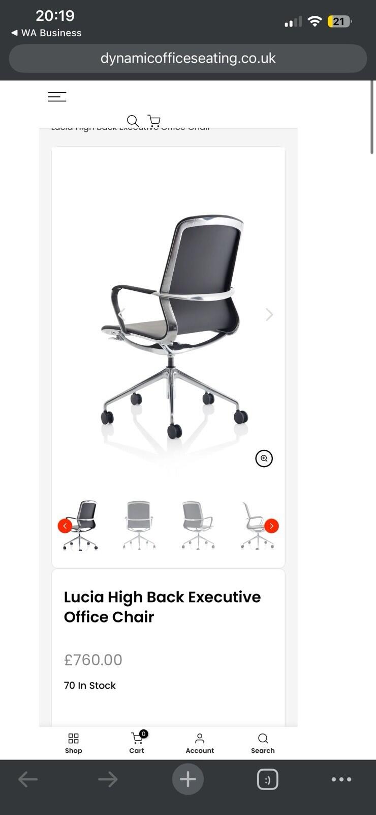 Dynamic Lucia Executive Office Chair Seat Height, Back Recline