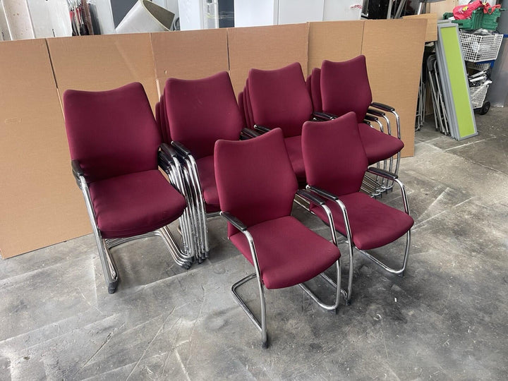 Executive Red Cantilever Frame Stackable Chairs - 140 Available - Can Delivery