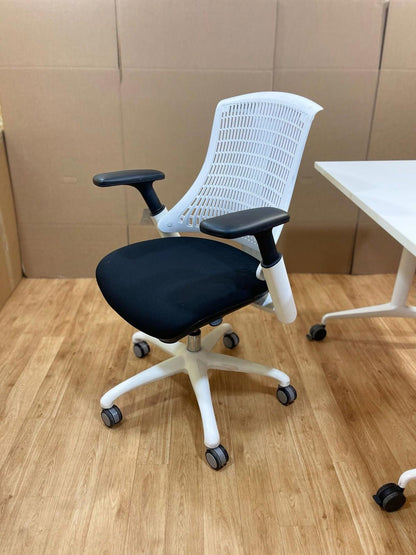 Flex Medium Back White Frame Task Operator Office Chair with Arms
