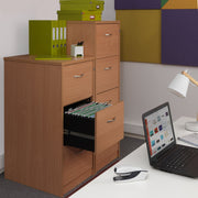 Wooden Filing Cabinet With Silver Handles - 4 Drawer - Walnut