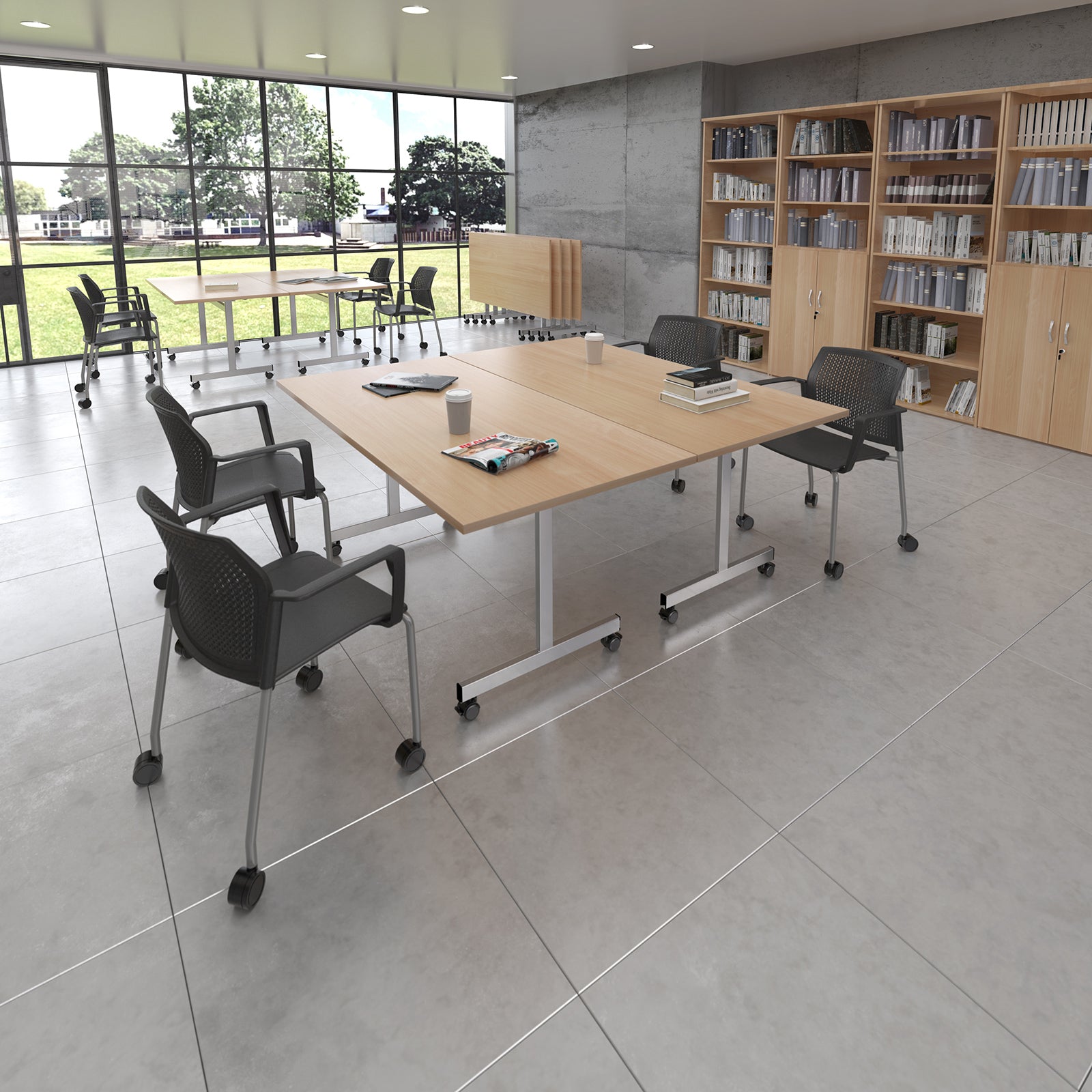 Rectangular flip top meeting table