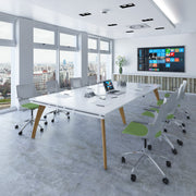 3200mm Professional Boardroom Table with Solid Oak Legs & Integrated Power Hub - Fuze
