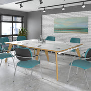 3200mm Professional Boardroom Table with Solid Oak Legs & Integrated Power Hub - Fuze