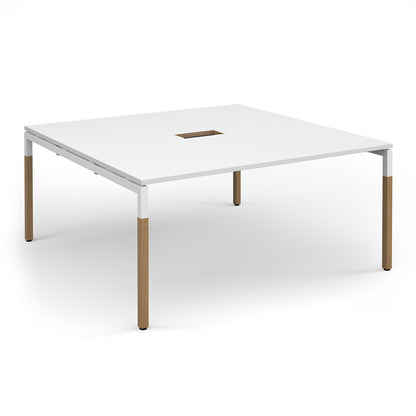 Connex Plus Goal Post rectangular boardroom table power ready - GWBT1616-CO-WH-WH