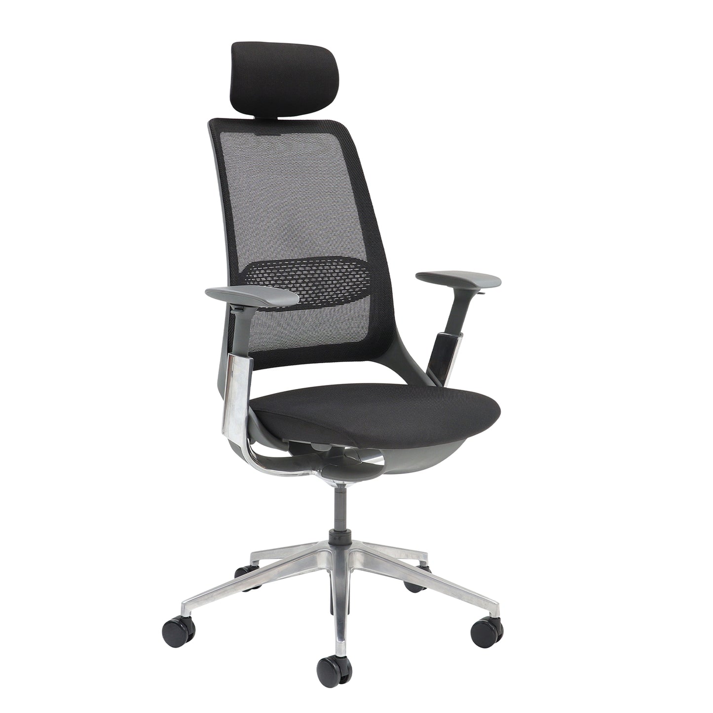 Holden mesh back operator chair with black fabric seat and headrest - HOL300T1-K