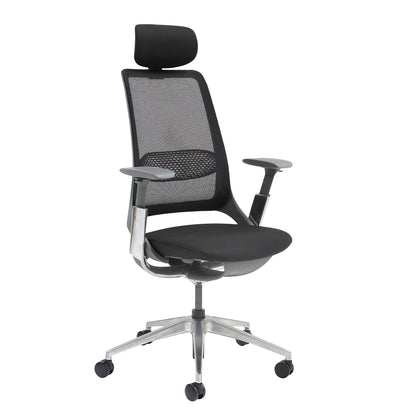 Holden mesh back operator chair with black fabric seat and headrest - HOL300T1-K