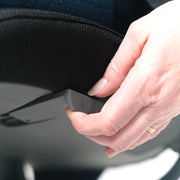 Holden mesh back operator chair with black fabric seat and headrest