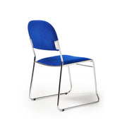 Multipurpose fabric stacking chair with chrome frame - Blue