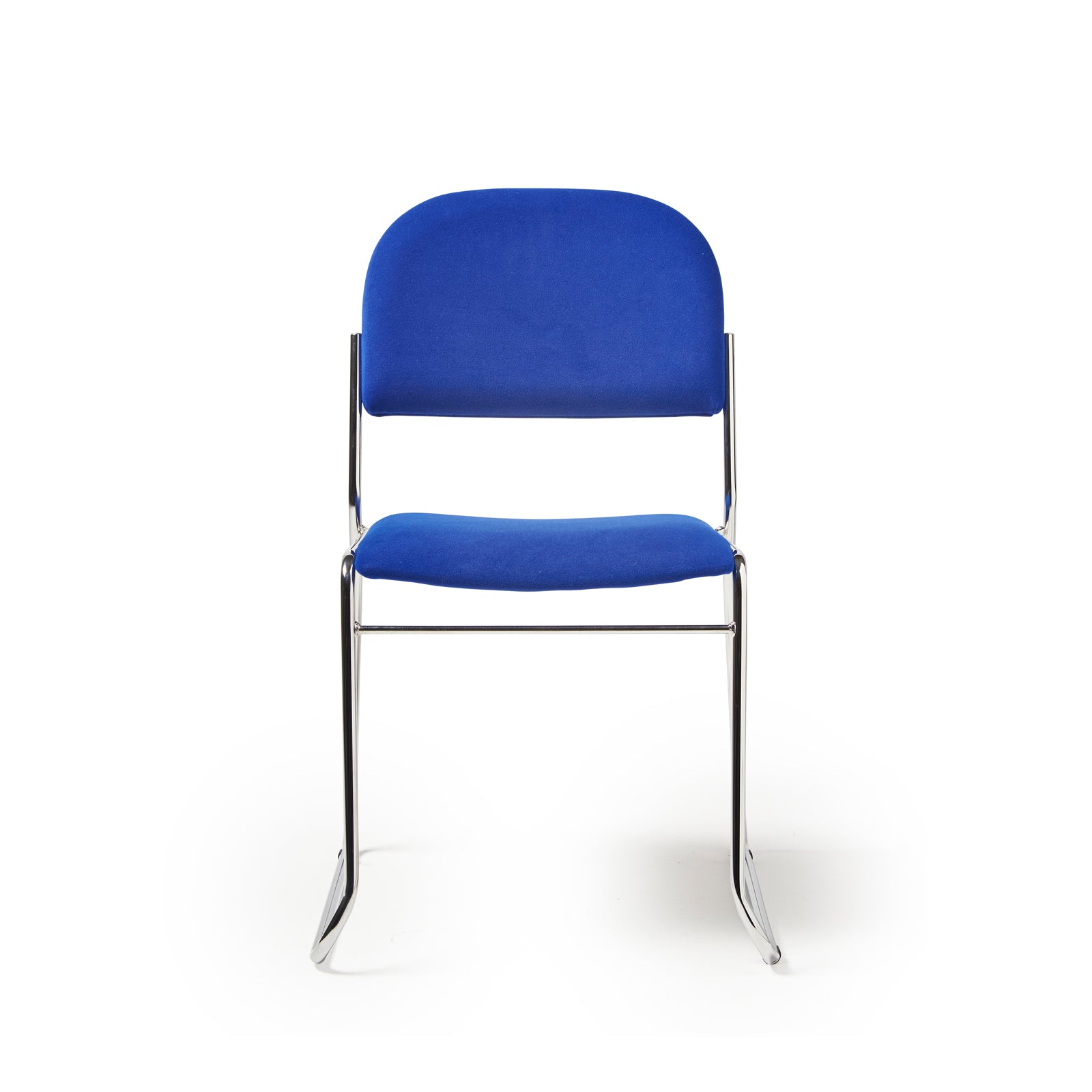 Multipurpose fabric stacking chair with chrome frame - Blue