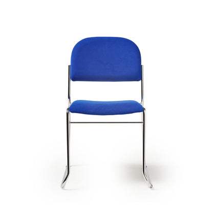 Multipurpose fabric stacking chair with chrome frame - Blue