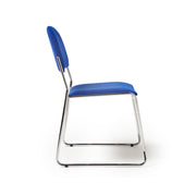 Multipurpose fabric stacking chair with chrome frame - Blue