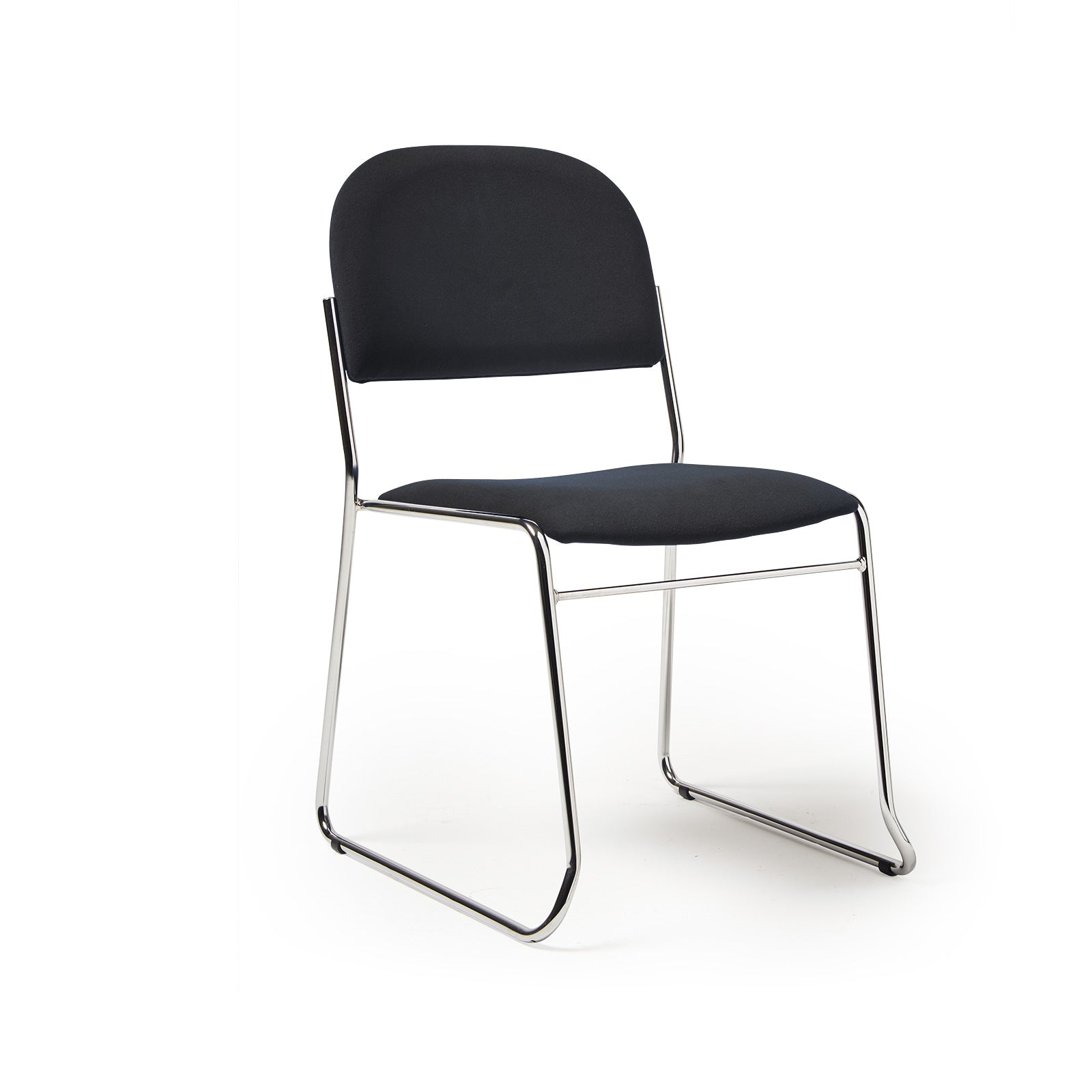 Multipurpose fabric stacking chair with chrome frame - Black