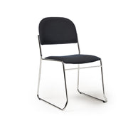 Multipurpose fabric stacking chair with chrome frame - Black