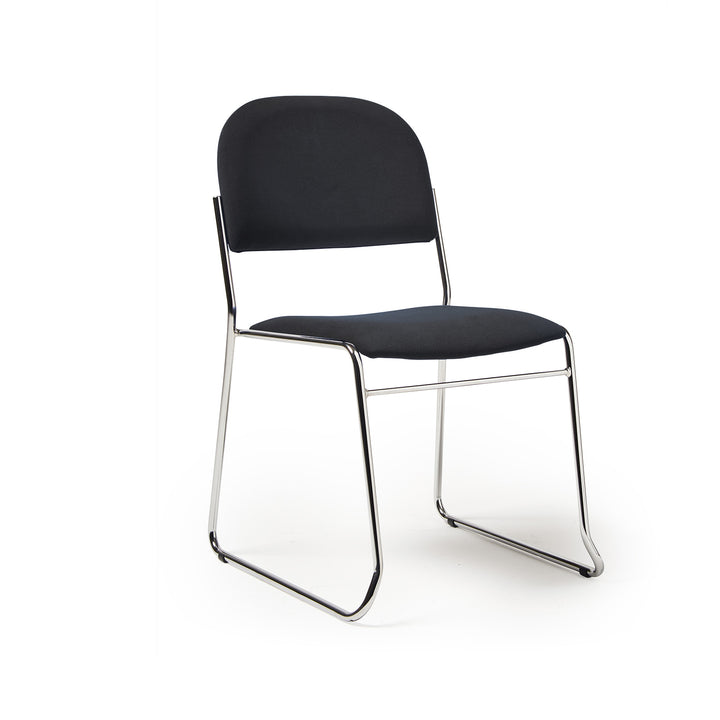 Multipurpose fabric stacking chair with chrome frame - Black