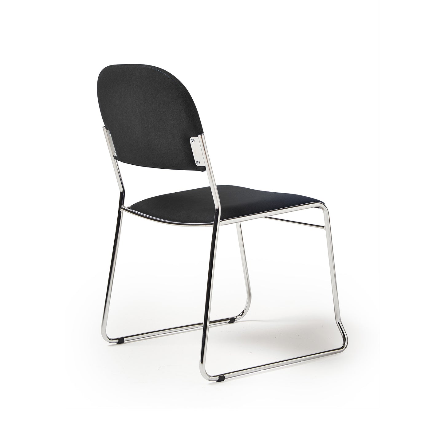 Multipurpose fabric stacking chair with chrome frame - Black