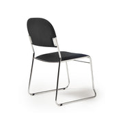 Multipurpose fabric stacking chair with chrome frame - Black