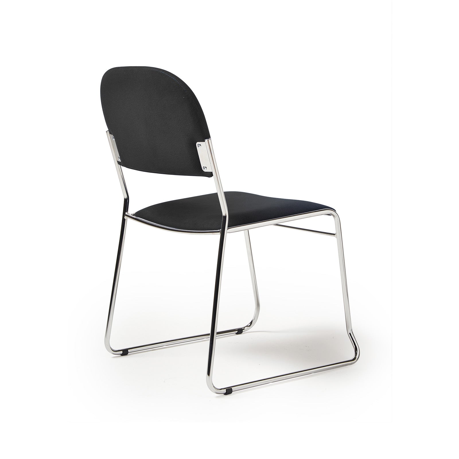 Multipurpose fabric stacking chair with chrome frame - Black