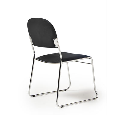 Multipurpose fabric stacking chair with chrome frame - Black