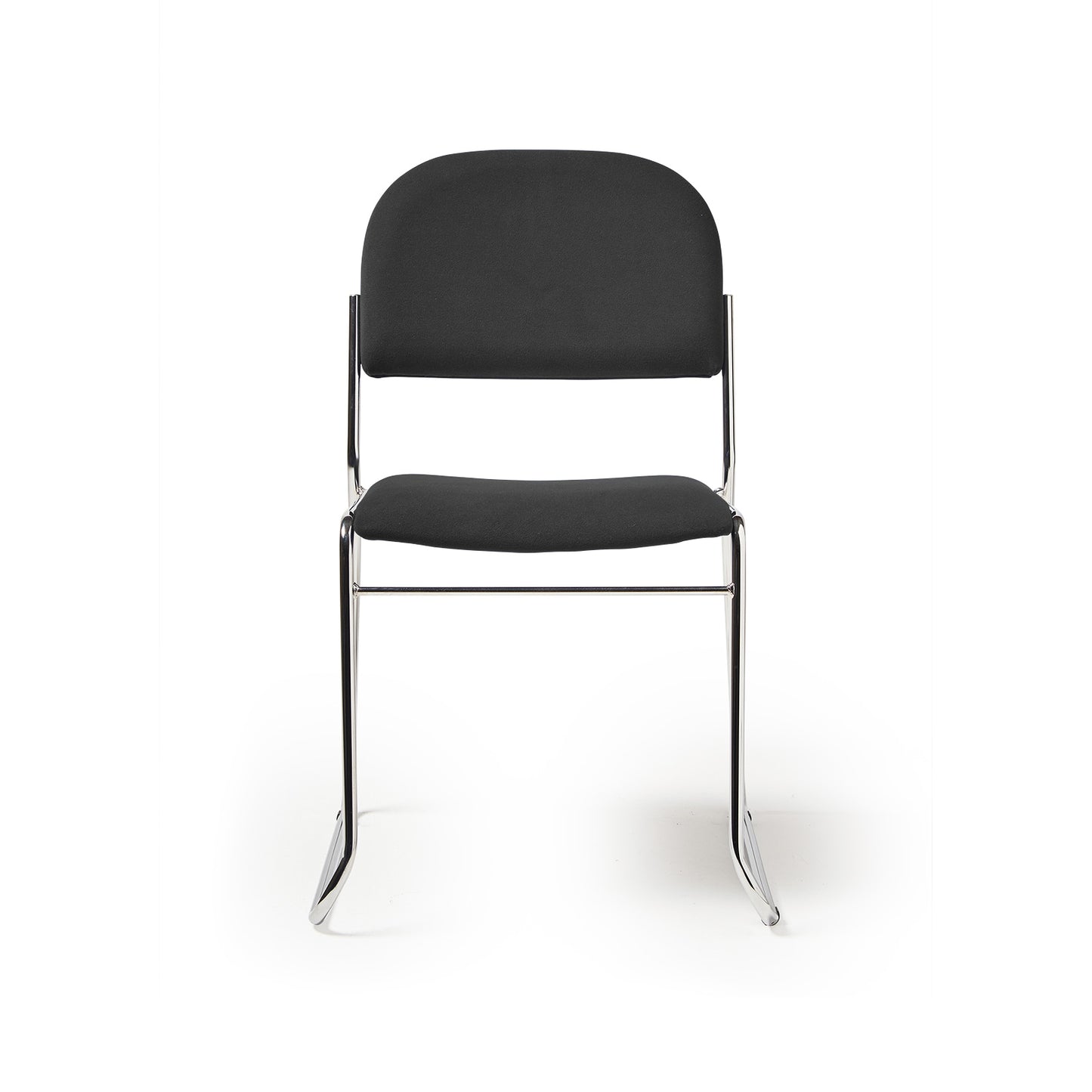 Multipurpose fabric stacking chair with chrome frame - Black