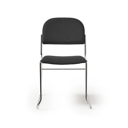 Multipurpose fabric stacking chair with chrome frame - Black