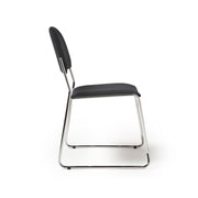 Multipurpose fabric stacking chair with chrome frame - Black