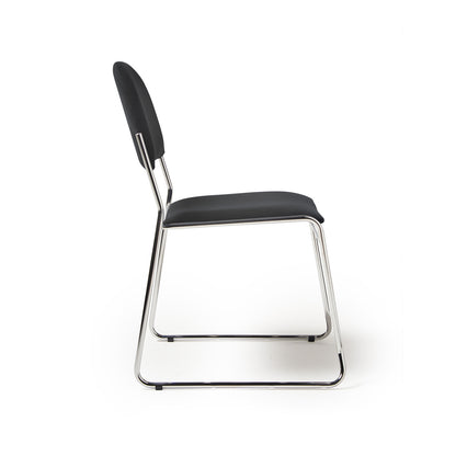 Multipurpose fabric stacking chair with chrome frame - Black