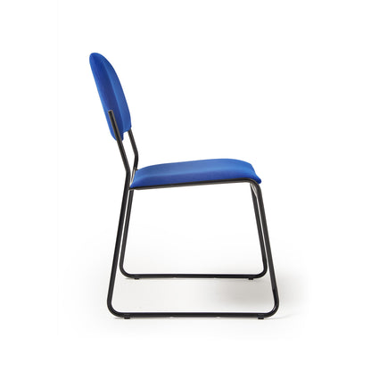 Multipurpose fabric stacking chair with chrome frame - Blue