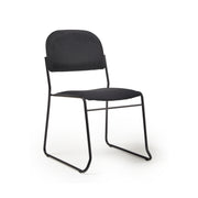 Multipurpose fabric stacking chair with chrome frame - Blue