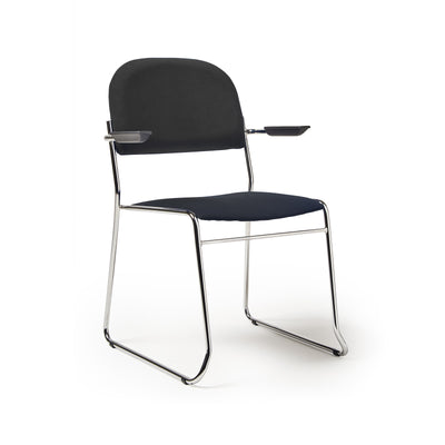 Multipurpose fabric stacking chair with chrome frame - Black - JIV301C-K