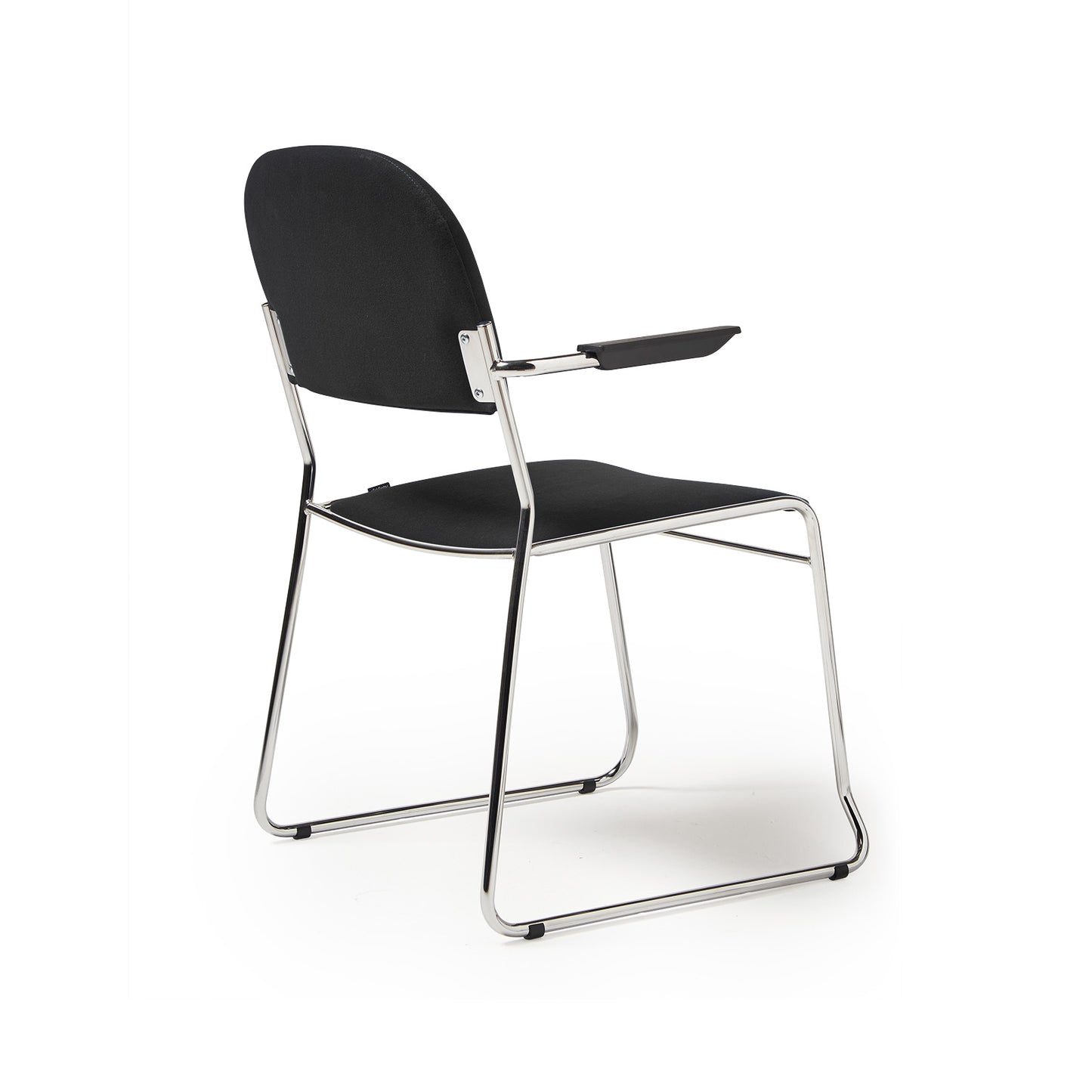 Multipurpose fabric stacking chair with chrome frame - Black