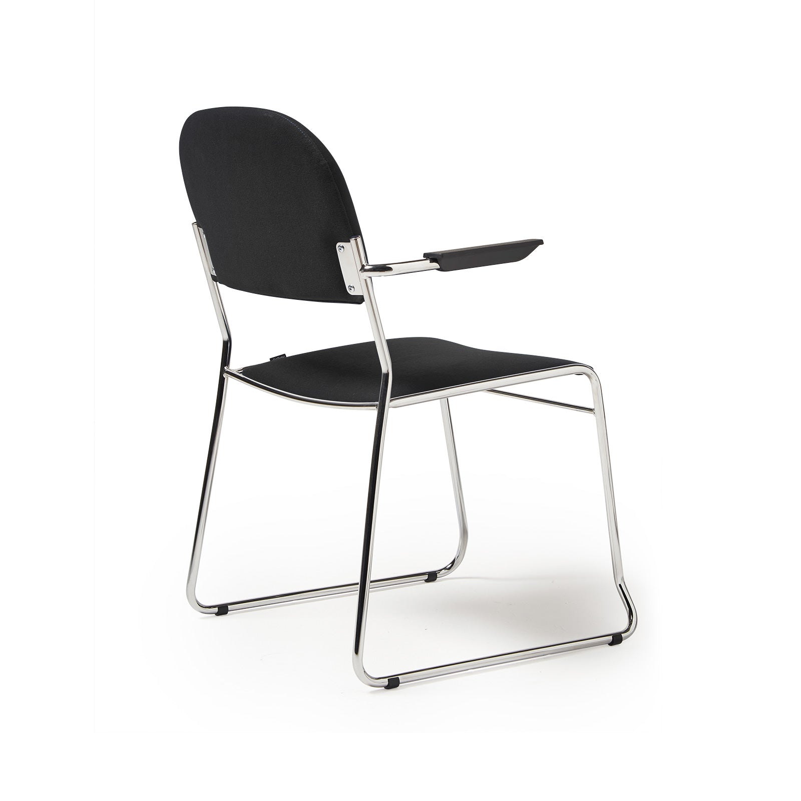 Multipurpose fabric stacking chair with chrome frame - Black