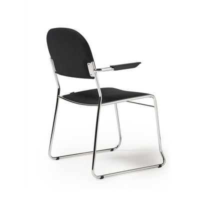 Multipurpose fabric stacking chair with chrome frame - Black