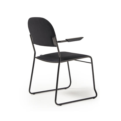 Multipurpose fabric stacking chair with chrome frame - Blue
