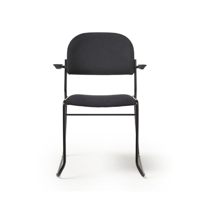 Multipurpose fabric stacking chair with chrome frame - Blue