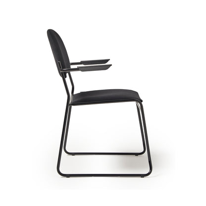 Multipurpose fabric stacking chair with chrome frame - Blue