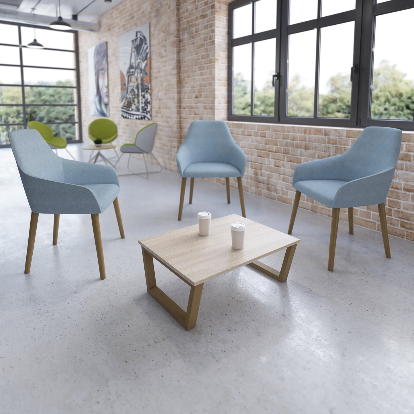 Juna high back lounge chair - 4 oak wooden legs