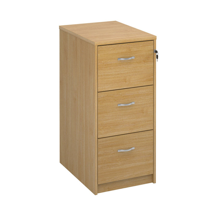 Wooden Filing Cabinet With Silver Handles - 3 Drawer - Oak
