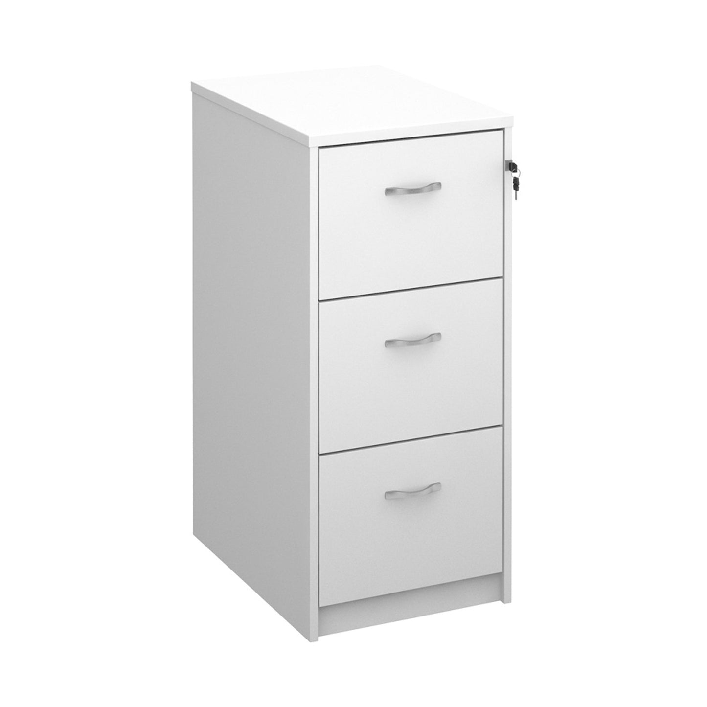 Wooden Filing Cabinet With Silver Handles - 4 Drawer - Grey Oak