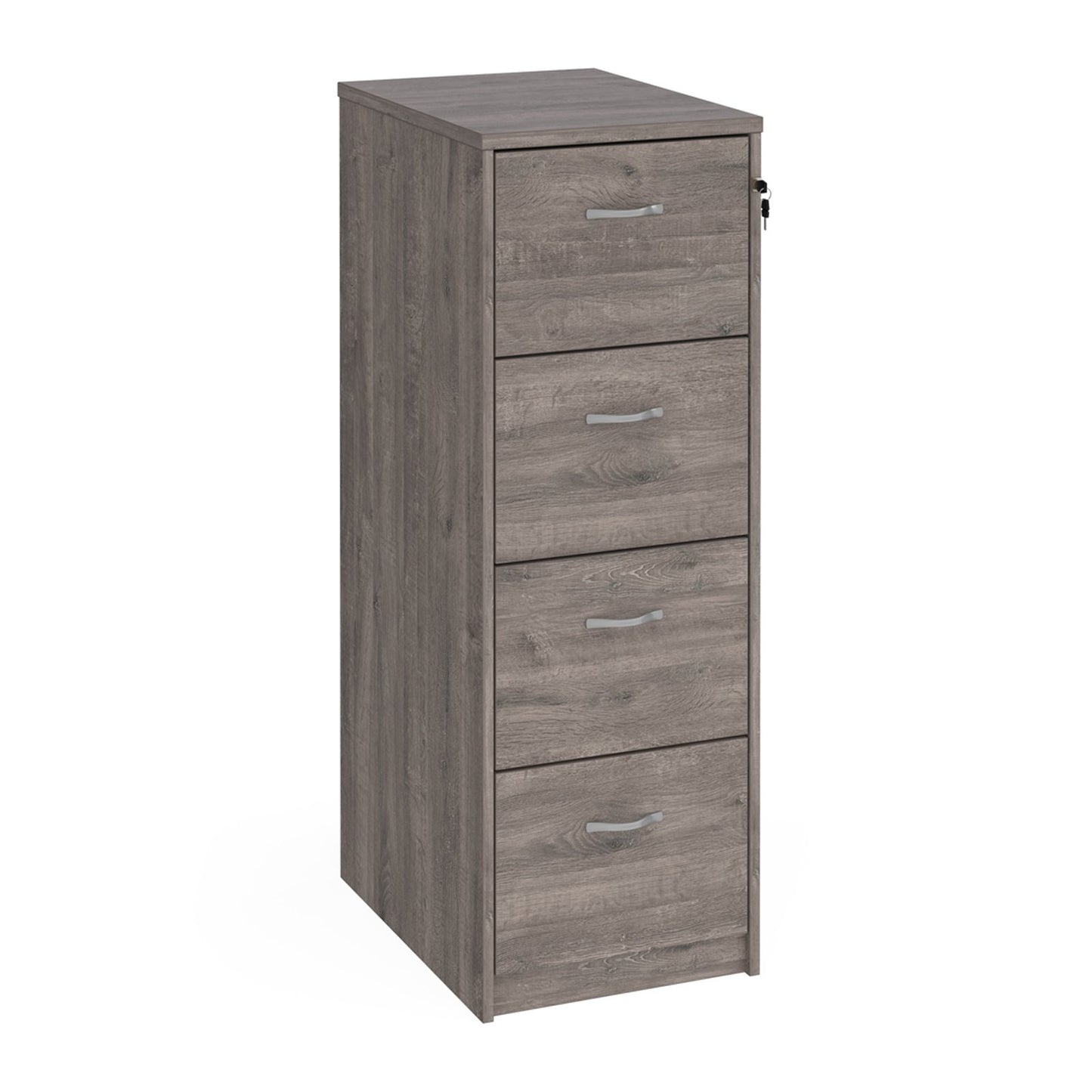 Wooden Filing Cabinet With Silver Handles - 4 Drawer - Walnut