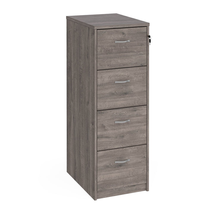 Wooden Filing Cabinet With Silver Handles - 4 Drawer - Grey Oak