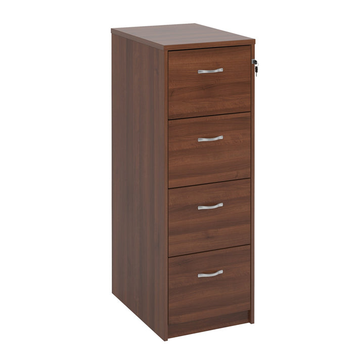 Wooden Filing Cabinet With Silver Handles - 4 Drawer - Walnut