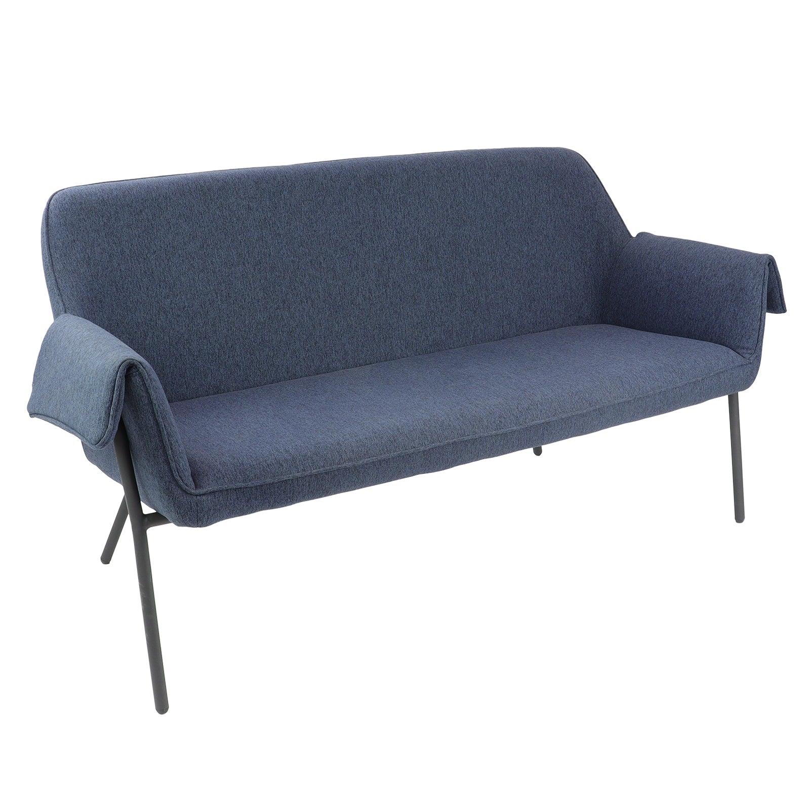 Liana two seater sofa with black metal frame - Light Grey