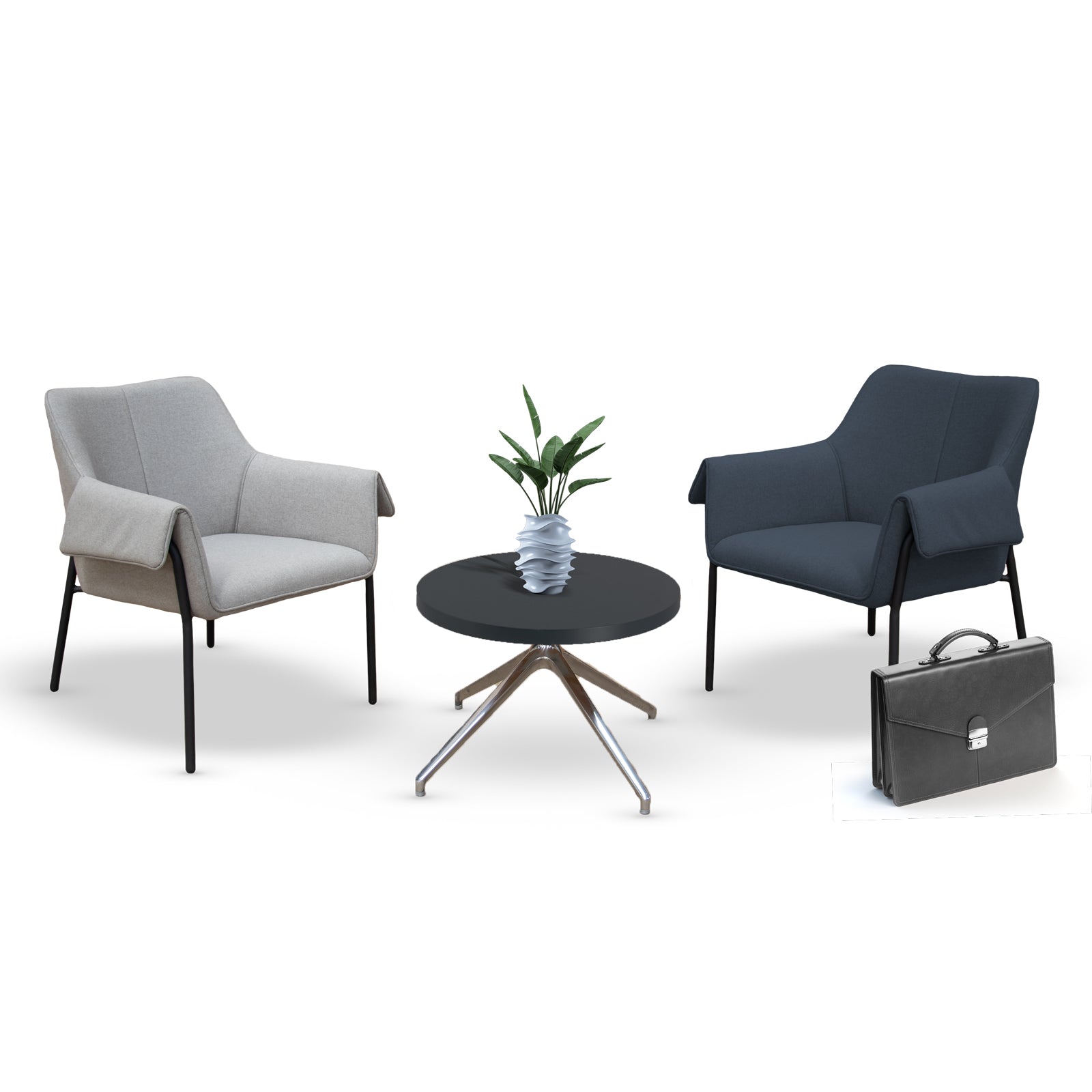 Liana two seater sofa with black metal frame - Mid-Blue