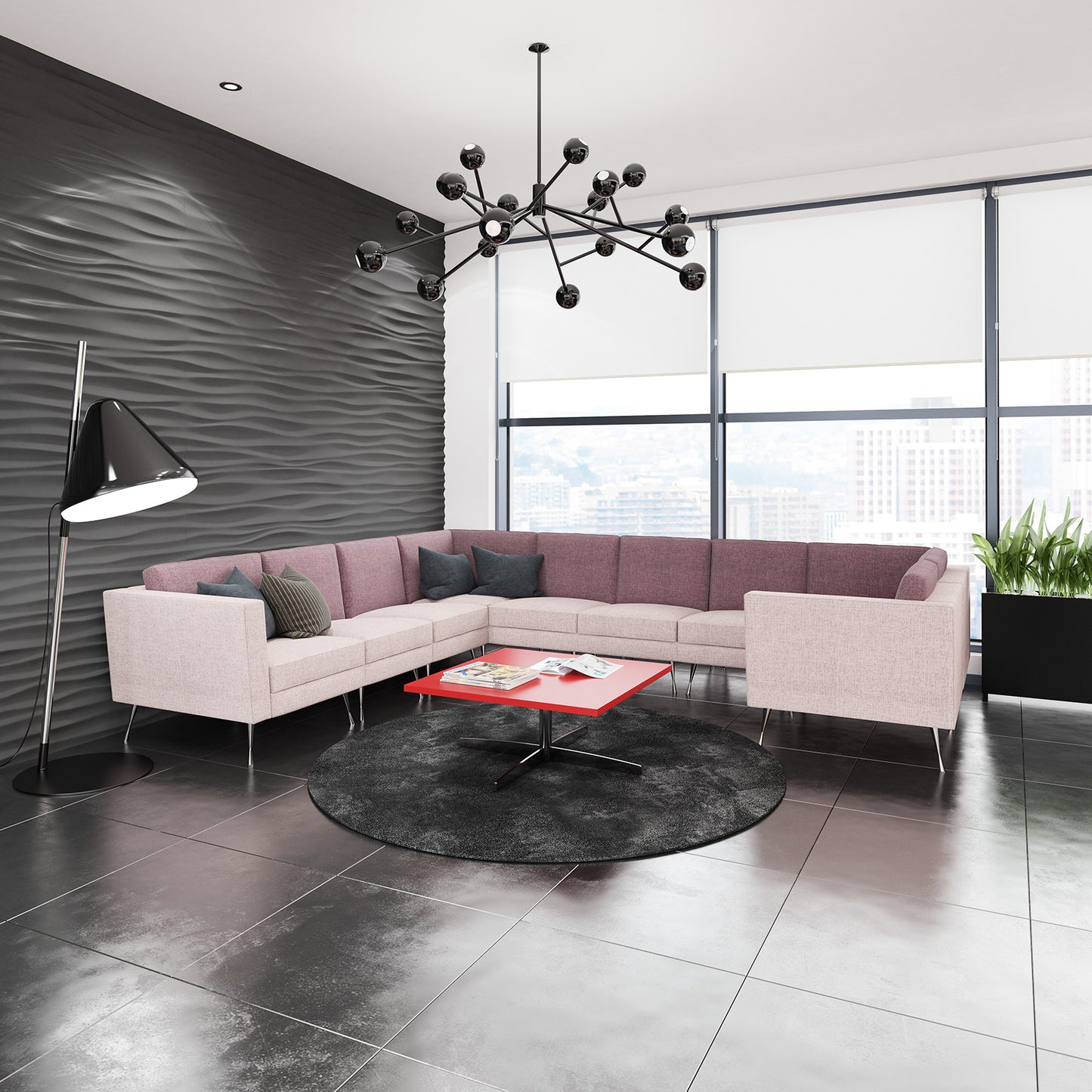 Lyric modular soft seating - no arms and metal legs