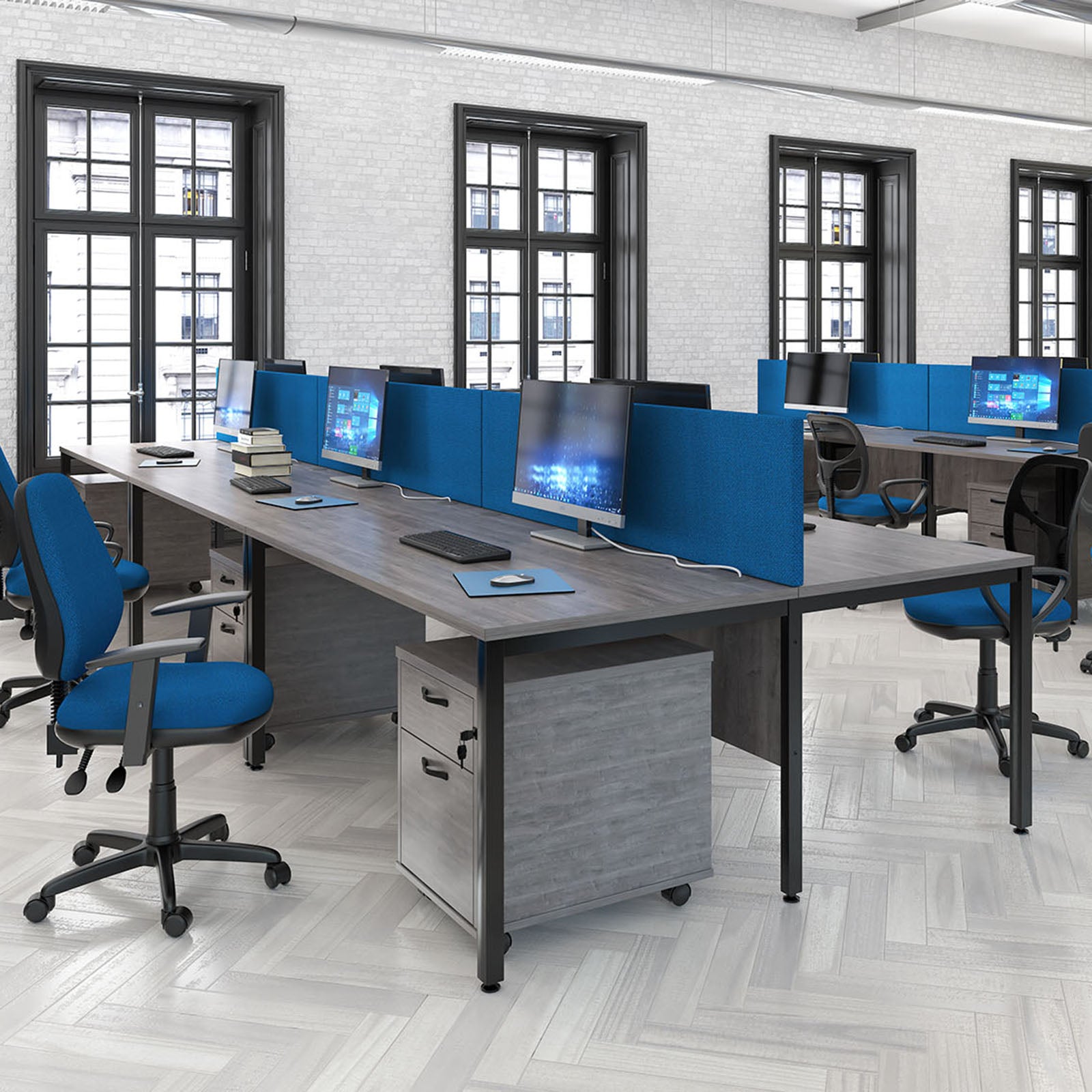 Maestro 25 bench back to back ergonomic desks