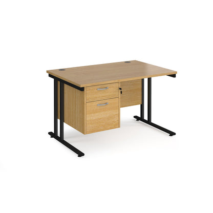 Maestro 25 cantilever 800mm deep desk with 2 drawer pedestal